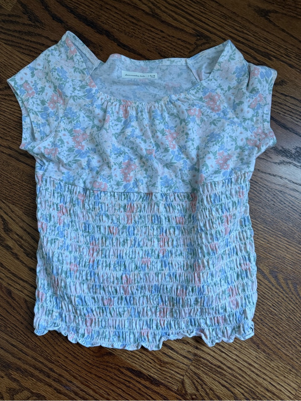 abercrombie kids Pastel Floral Smocked Top in Light Blue & Pink